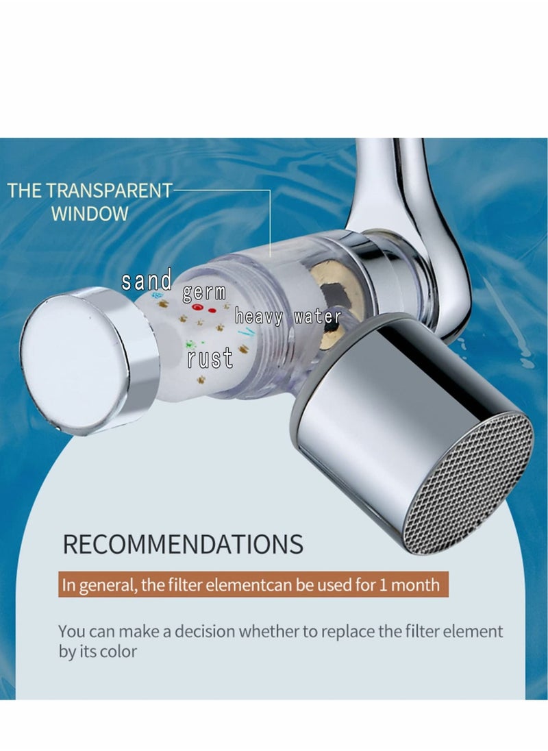 Excefore - New Upgrade 1080° Rotating Filter Faucet Extender, PP Cotton Filter Faucet, Universal Splash Filter Faucet, Water Filter Faucet for Kitchen Bathroom, Swivel Faucet Aerator with 2 Water Outlet Modes - Image 1