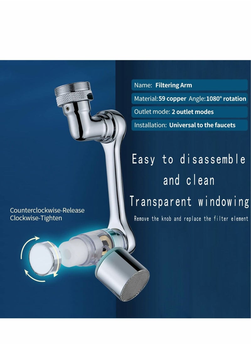 Excefore - New Upgrade 1080° Rotating Filter Faucet Extender, PP Cotton Filter Faucet, Universal Splash Filter Faucet, Water Filter Faucet for Kitchen Bathroom, Swivel Faucet Aerator with 2 Water Outlet Modes - Image 1