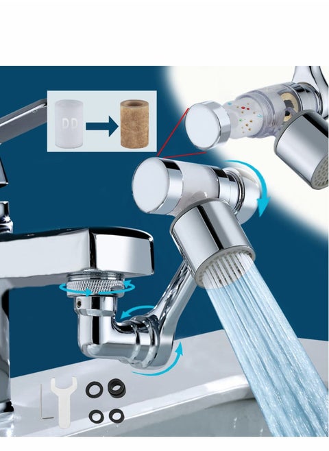New Upgrade 1080° Rotating Filter Faucet Extender, PP Cotton Filter Faucet, Universal Splash Filter Faucet, Water Filter Faucet for Kitchen Bathroom, Swivel Faucet Aerator with 2 Water Outlet Modes