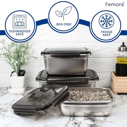Femora High Steel Rectangle Heavy Duty Airtight Leakproof Unbreakable Lunch Box | Storage Container with Lock Lid for Office-College-School |1 Year Warranty |(Set of 2-350 & 550ml) - Image 5