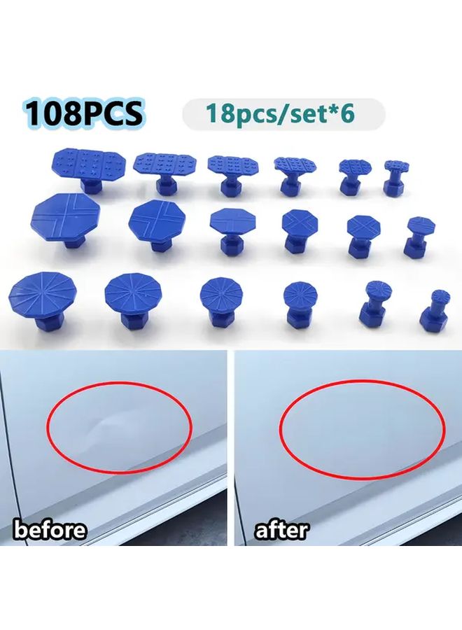 Blue 108Pcs Dent Pull Tabs Paintless Dent Removal PDR Tools for Auto Repair - Image 1