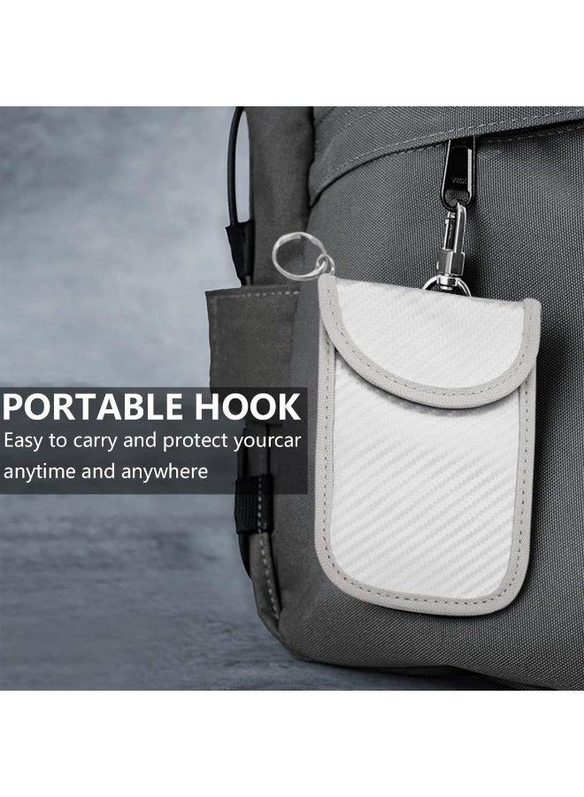 1PCS حقائب فاراداي لحافظة المفاتيح، سيارة حاصدة الكربون، واقي إشارة حاجب المفاتيح، حقيبة واقية لإشارة المفتاح الأوتوماتيكي المضاد للسرقة، عام لسيارات الدفع الرباعي، سيدان، شاحنة (فضية) - Image 3