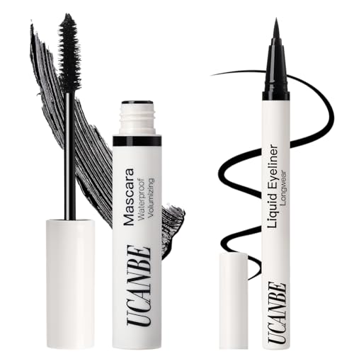 UCANBE Black Mascara and Liquid Eyeliner Set Waterproof Colored Eye Makeup Duo Enhance Your Gaze with Natural Lasting Lift Curl for Lashes and Pigmented SmudgeProof Eye Liner - Image 1