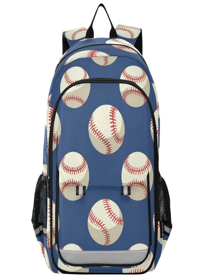BOENLE Baseballs Ball on Blue Backpack for Boys Girls Kids Elementary Middle School Bag Laptop Backpack Travel Rucksack - Image 1