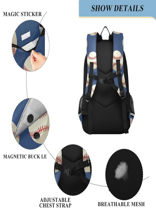 BOENLE Baseballs Ball on Blue Backpack for Boys Girls Kids Elementary Middle School Bag Laptop Backpack Travel Rucksack - Image 5