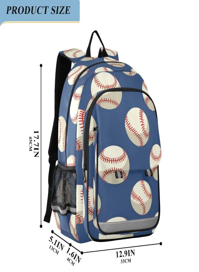 BOENLE Baseballs Ball on Blue Backpack for Boys Girls Kids Elementary Middle School Bag Laptop Backpack Travel Rucksack - Image 2
