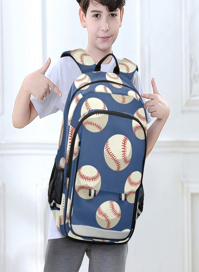 BOENLE Baseballs Ball on Blue Backpack for Boys Girls Kids Elementary Middle School Bag Laptop Backpack Travel Rucksack - Image 3