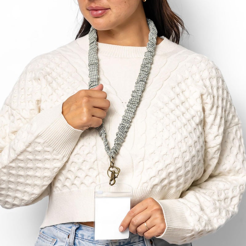 ANDI Neck Lanyard For Women - Scrunchie Cute Lanyard for Keys, Id Card Holder, Wallet - Aesthetic Long Lanyard (Pistachio Grid) - Image 2