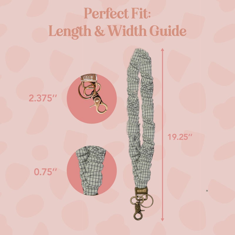 ANDI Neck Lanyard For Women - Scrunchie Cute Lanyard for Keys, Id Card Holder, Wallet - Aesthetic Long Lanyard (Pistachio Grid) - Image 4