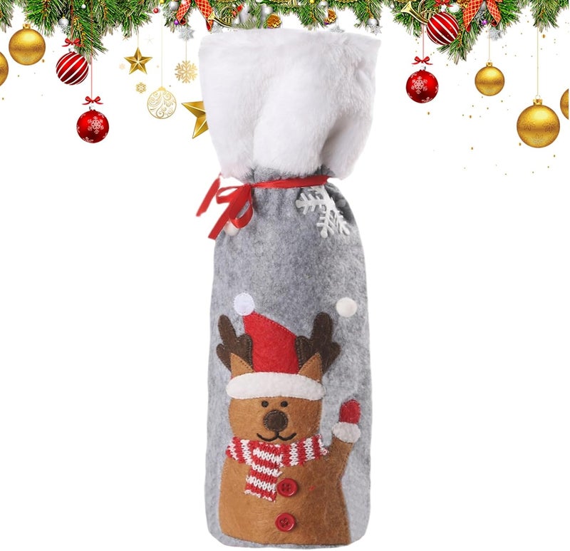 Christmas Wine Bottle Cover - Cute Drawstring Holiday Decoration,Holiday Wine Bottle Covers | for Wedding Birthday Travel Party New Year - Image 1