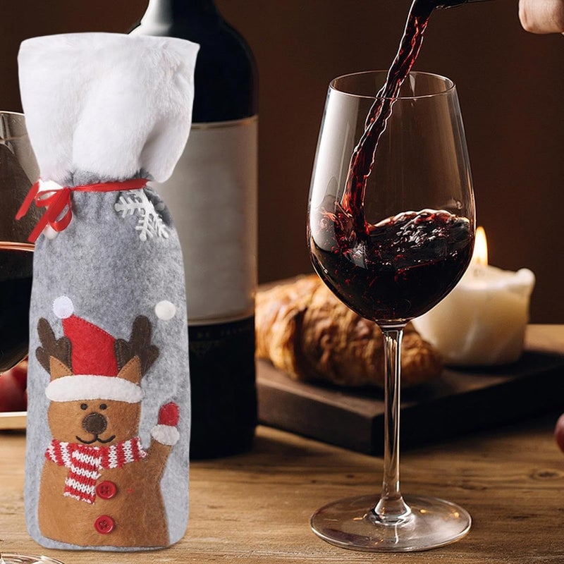 Christmas Wine Bottle Cover - Cute Drawstring Holiday Decoration,Holiday Wine Bottle Covers | for Wedding Birthday Travel Party New Year - Image 3