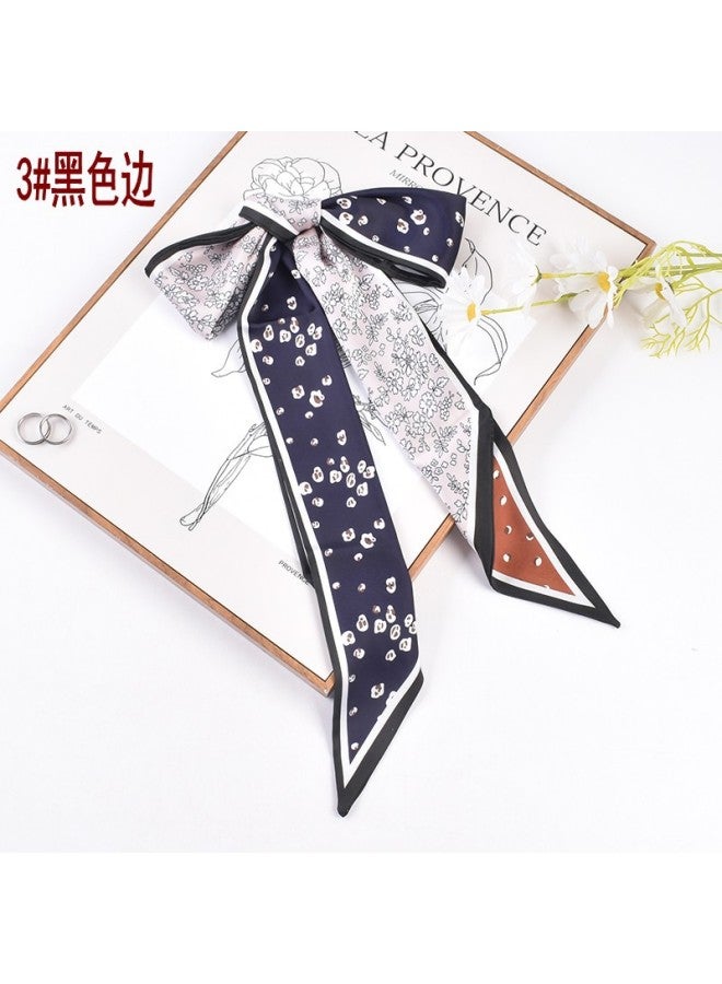 Summer European And American Fashion New Small Floral Pattern Printing Double-layer Long Oblique Angle Large Ribbon Small Scarf Silk Scarf
