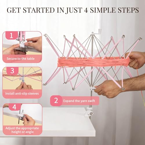 SPEENSUN Yarn Swift, Adjustable Angle/Height Yarn Umbrella Turn Loose Yarn into Tidy Skeins, Easy to Install and Foldable, Perfectly Paired with Yarn Winder, with Storage Bag and Packaging Box - Image 4