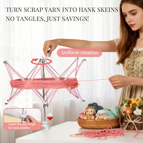 SPEENSUN Yarn Swift, Adjustable Angle/Height Yarn Umbrella Turn Loose Yarn into Tidy Skeins, Easy to Install and Foldable, Perfectly Paired with Yarn Winder, with Storage Bag and Packaging Box - Image 3