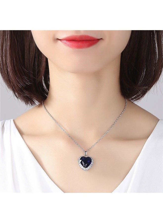 yongsheng Heart of the Ocean Necklace, Silver Necklace Pendants Jewelry Mother's Day Gift  - Image 1