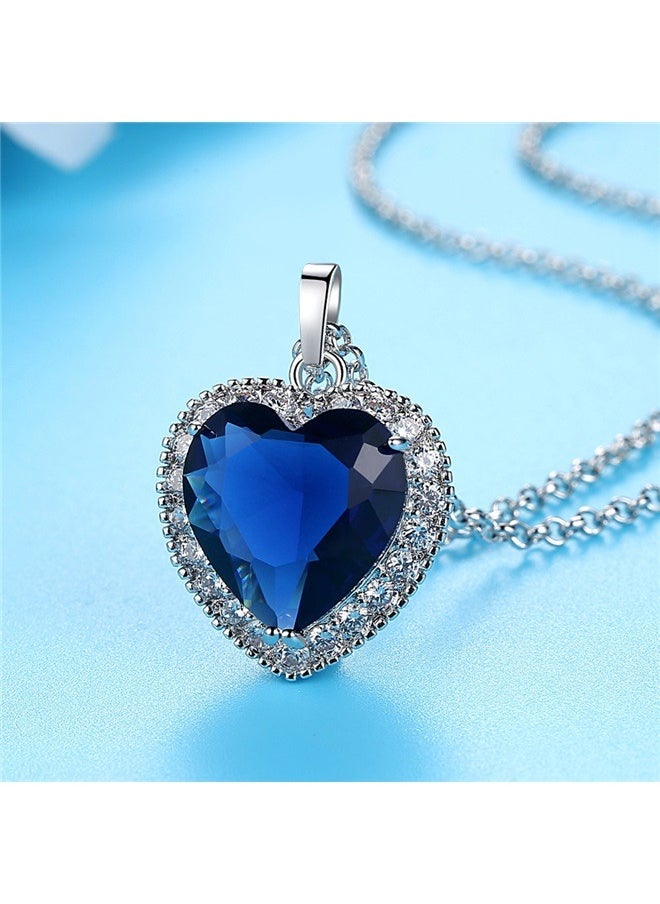 yongsheng Heart of the Ocean Necklace, Silver Necklace Pendants Jewelry Mother's Day Gift  - Image 2