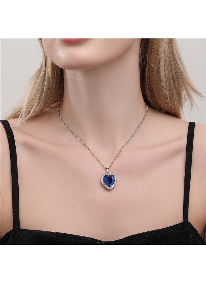 yongsheng Heart of the Ocean Necklace, Silver Necklace Pendants Jewelry Mother's Day Gift  - Image 4