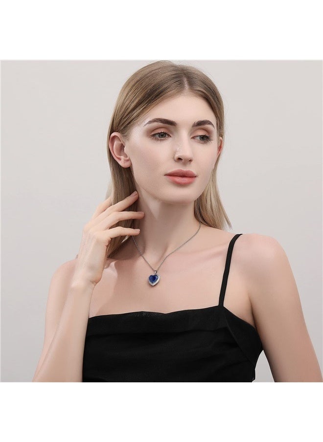 yongsheng Heart of the Ocean Necklace, Silver Necklace Pendants Jewelry Mother's Day Gift  - Image 5