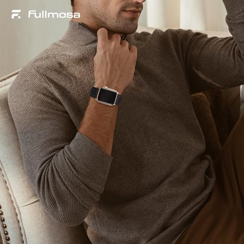 Fullmosa Leather Bands Compatible with Apple Watch Band 38mm 40mm 41mm, Dressy Chic iWatch Strap with Case for iWatch Series 9 8 7 6 5 4 3 2 1 SE3/2/1 for Women,Black+Rose Gold - Image 5