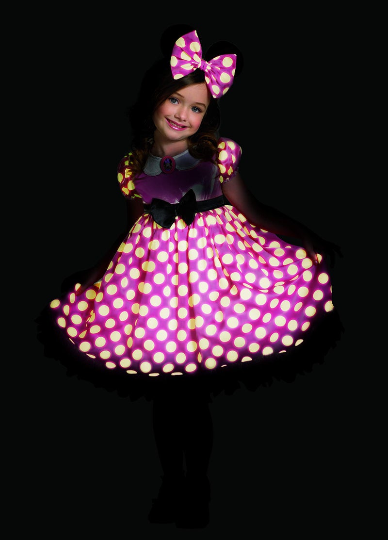 Disguise Disney Minnie Mouse Glow in the Dark Girls' Costume, Pink/White, Medium 7-8 - Image 2