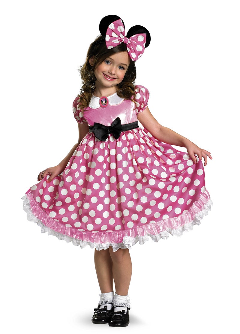 Disguise Disney Minnie Mouse Glow in the Dark Girls' Costume, Pink/White, Medium 7-8 - Image 1