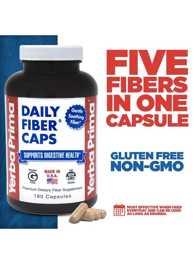 Yerba Prima Daily Fiber Caps - 180 Capsules - Soluble & Insoluble Dietary Fiber Supplement - Colon Cleanse - Gut Health - Vegan, Non-GMO, Gluten-Free - Image 2