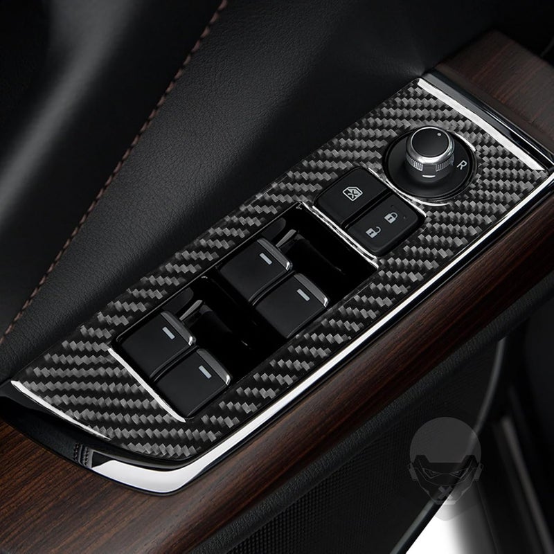 PJFUS Real Premium Carbon Fiber Sticker Car Window Lift Switch Control Button Panel Cover Trim Compatible with Mazda CX-9 CX9 2016 2017 2018 2019 2020 2021 2022 2023 Auto Interior Accessories Black - Image 2