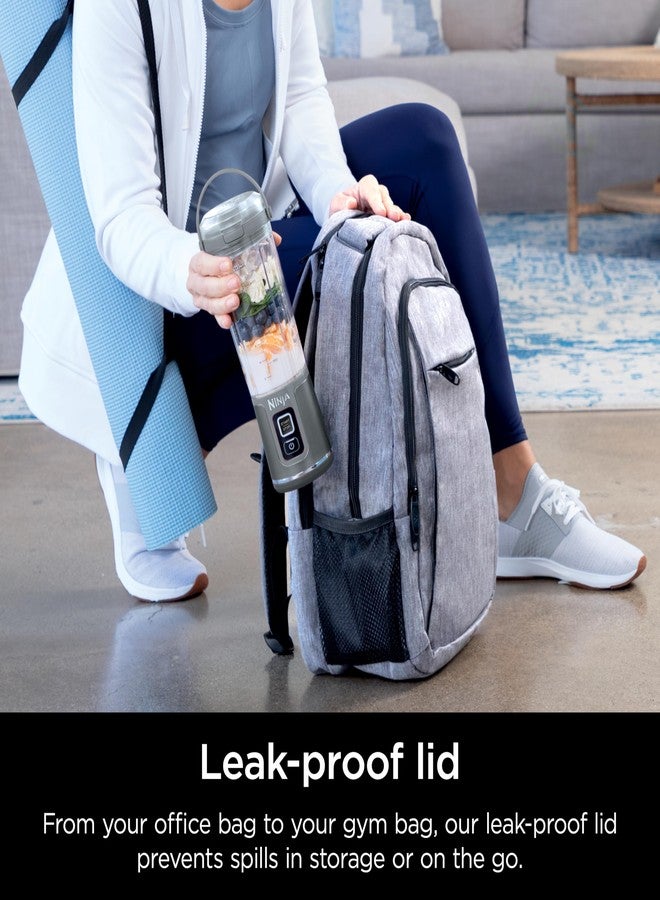 Ninja خلاط نينجا بلاس المحمول وملحقاته، بدون سلك، سعة 18 أونصة، خلاط شخصي للشيك والمشروبات، غطاء مانع للتسرب وفتحة للشرب، كابل USB-C، أجزاء آمنة للغسل في غسالة الصحون، خالية من BPA، رمادي، CL155AGY - Image 5