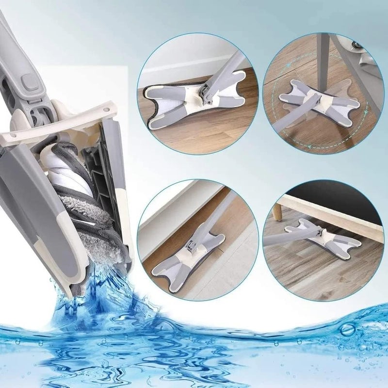 Zerolex Shape Microfiber Mop for Floor Cleaning Dust Mop with Self Wringing Ceramic Wood Floor Cleaner Mop Dry Wet Mop Household Cleaning Tool with Mop Holder Pack of 1 - Image 2