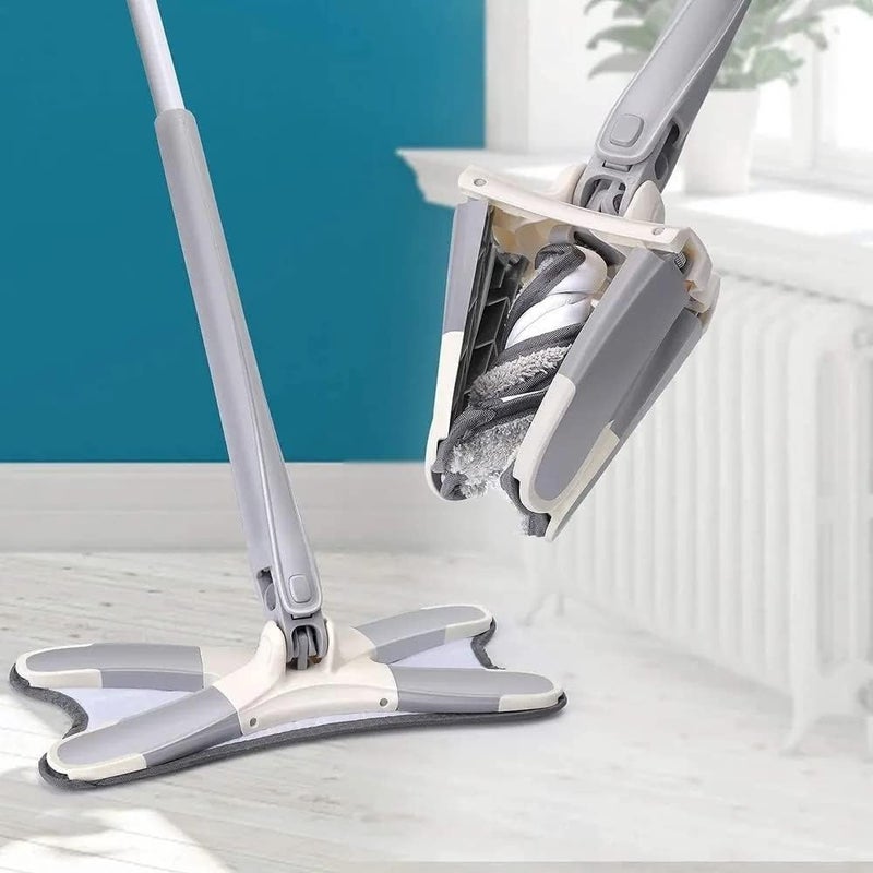 Zerolex Shape Microfiber Mop for Floor Cleaning Dust Mop with Self Wringing Ceramic Wood Floor Cleaner Mop Dry Wet Mop Household Cleaning Tool with Mop Holder Pack of 1 - Image 1