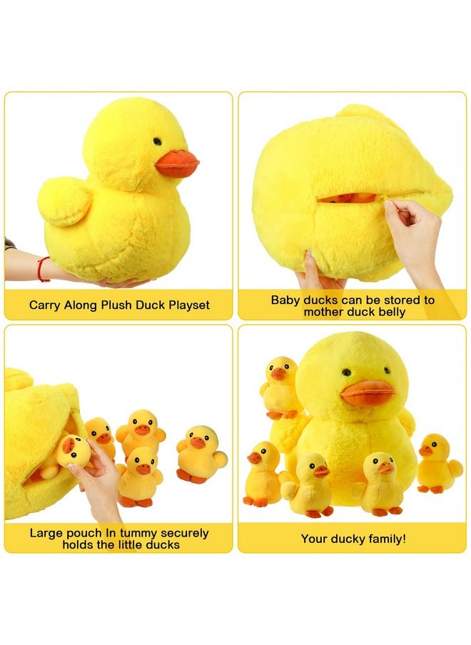 Kasyat - 6 Pieces 13.7 Inches Duck Stuffed Animals Plush Duck With 5 Little Plush Ducks Play Set Duck Stuffed Animals Stuffed Duck Plush Duck Plushies With Zipper Pouch Ducky Animal Dolls - Image 1