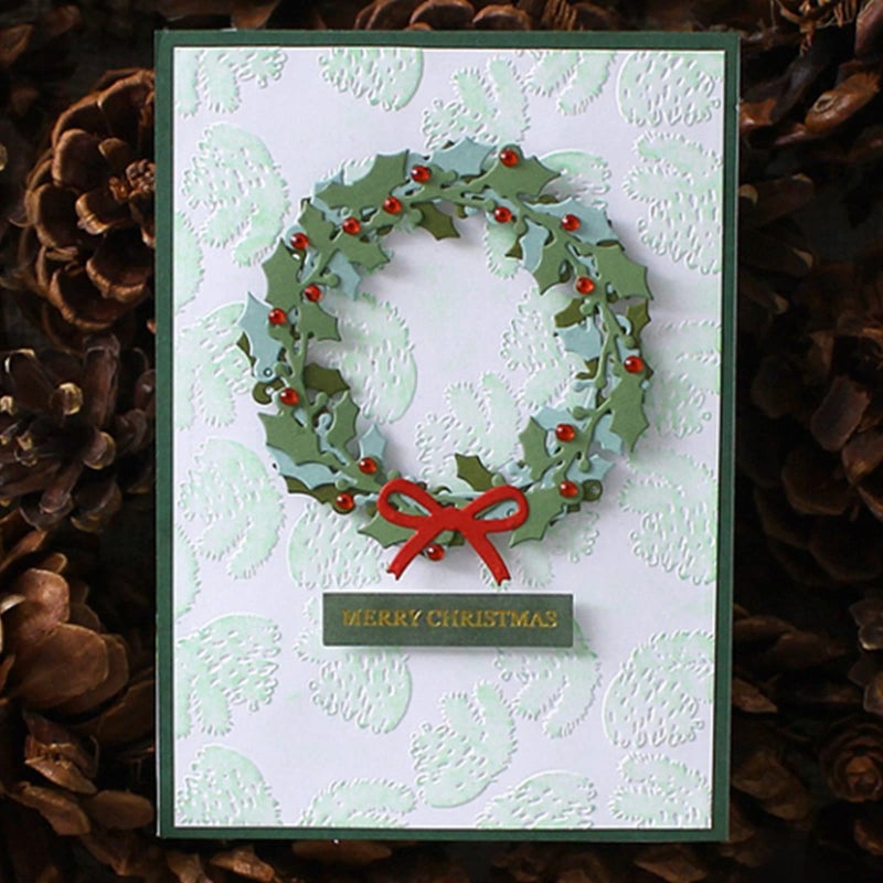 hinana Holly Leaves Wreath Metal Die Cuts, Bow Leaf Round Circle Christmas Cutting Dies Cut Stencils for DIY Scrapbooking Photo Decorative Embossing Paper Dies for Scrapbooking Card Making - Image 4