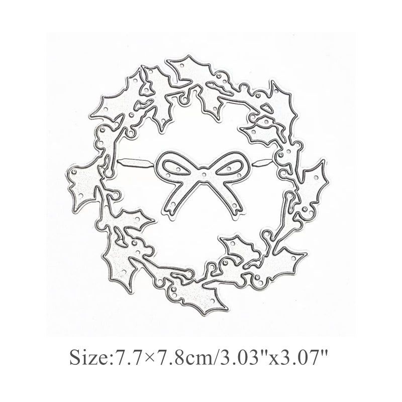 hinana Holly Leaves Wreath Metal Die Cuts, Bow Leaf Round Circle Christmas Cutting Dies Cut Stencils for DIY Scrapbooking Photo Decorative Embossing Paper Dies for Scrapbooking Card Making - Image 2