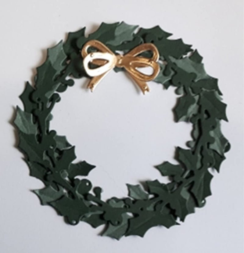 hinana Holly Leaves Wreath Metal Die Cuts, Bow Leaf Round Circle Christmas Cutting Dies Cut Stencils for DIY Scrapbooking Photo Decorative Embossing Paper Dies for Scrapbooking Card Making - Image 3