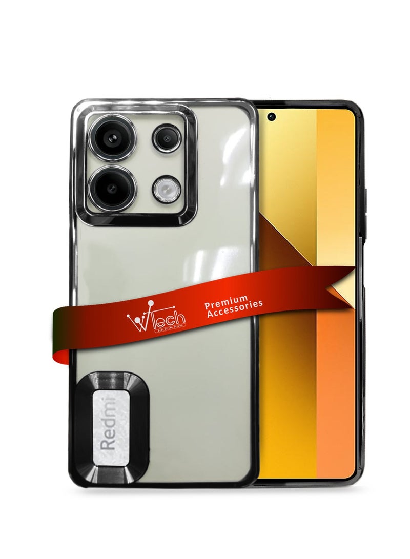 دبليو تيك غطاء حماية هجين من البولي كربونات الفاخر مضاد للصدمات لهاتف Xiaomi Redmi Note 13 5G 2024 شفاف/أسود