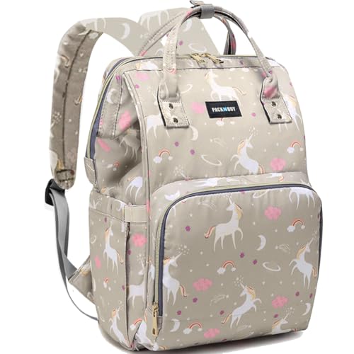 PACKNBUY Diaper Bag for Mothers for Travel, Baby Diaper Bags for Mom, Maternity Bag with Insulated Bottle Pockets, Water Resistant and Multiple Pockets to Store Newborn Baby Products (Light Grey) - Image 1