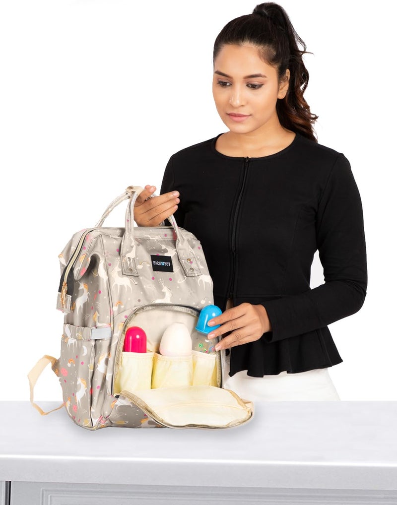 PACKNBUY Diaper Bag for Mothers for Travel, Baby Diaper Bags for Mom, Maternity Bag with Insulated Bottle Pockets, Water Resistant and Multiple Pockets to Store Newborn Baby Products (Light Grey) - Image 3
