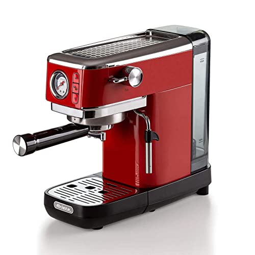 Ariete 1381 Coffee machine with pressure gauge, compatible with ground coffee and ESE pods, 1300 W, 1.1 L capacity, 15 bar pressure, ½ cup filter, Cappuccino device, Red - Image 2