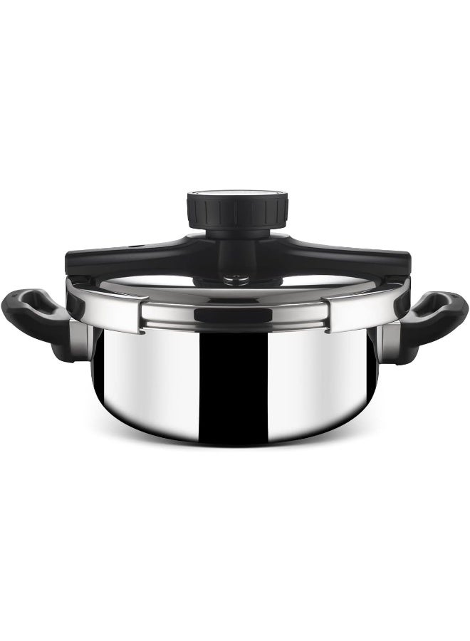 Stahl طباخ ضغط ستال فيرساتيل ثلاثي، طباخ حثي، طباخ ضغط بغطاء خارجي 3 لترات، متوافق مع موقد الحث والغاز، ضمان 5 سنوات، فولاذ مقاوم للصدأ، فضي - Image 2