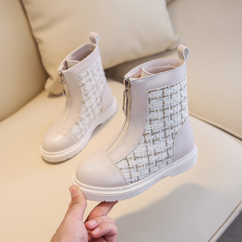Front Zipper Kidsren''s Boots 2026 Autum New Kidsren''s Shoes Korean Style Fashionable Leather Girls'' Single Boots British Style - Image 5