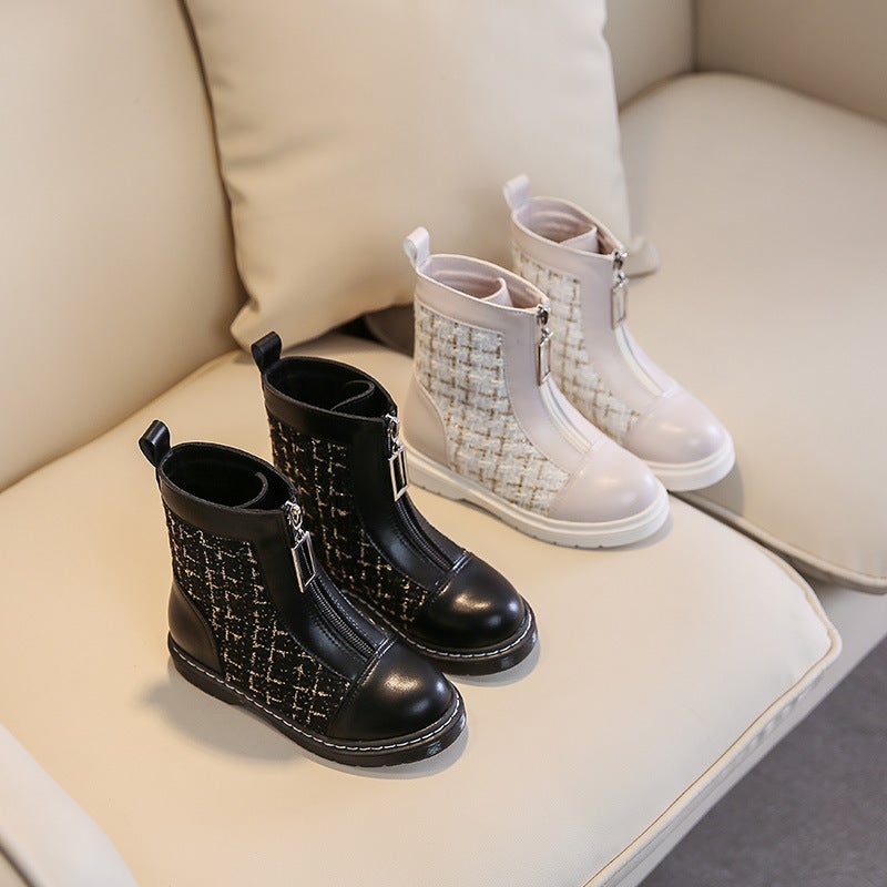 Front Zipper Kidsren''s Boots 2026 Autum New Kidsren''s Shoes Korean Style Fashionable Leather Girls'' Single Boots British Style - Image 4