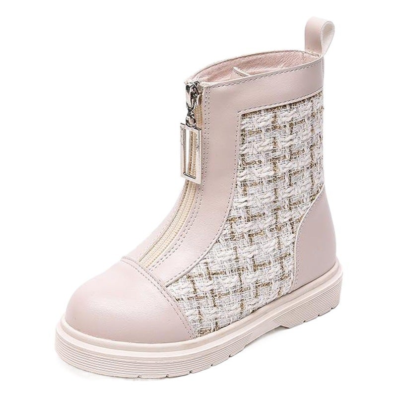 Front Zipper Kidsren''s Boots 2026 Autum New Kidsren''s Shoes Korean Style Fashionable Leather Girls'' Single Boots British Style - Image 2