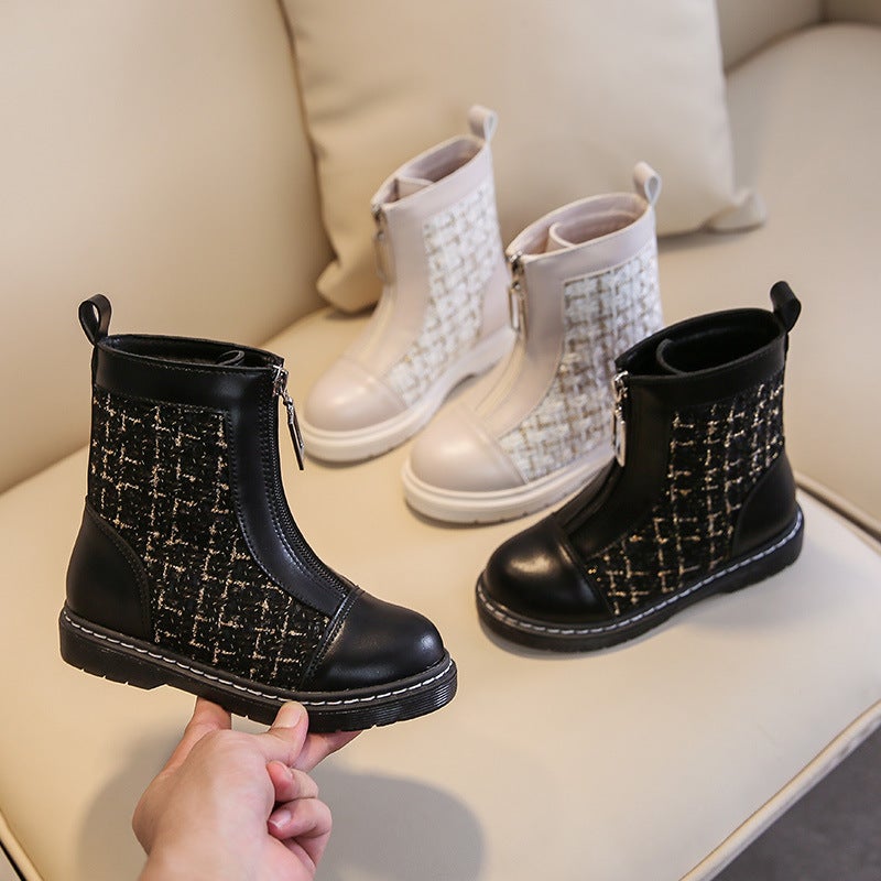Front Zipper Kidsren''s Boots 2026 Autum New Kidsren''s Shoes Korean Style Fashionable Leather Girls'' Single Boots British Style - Image 3