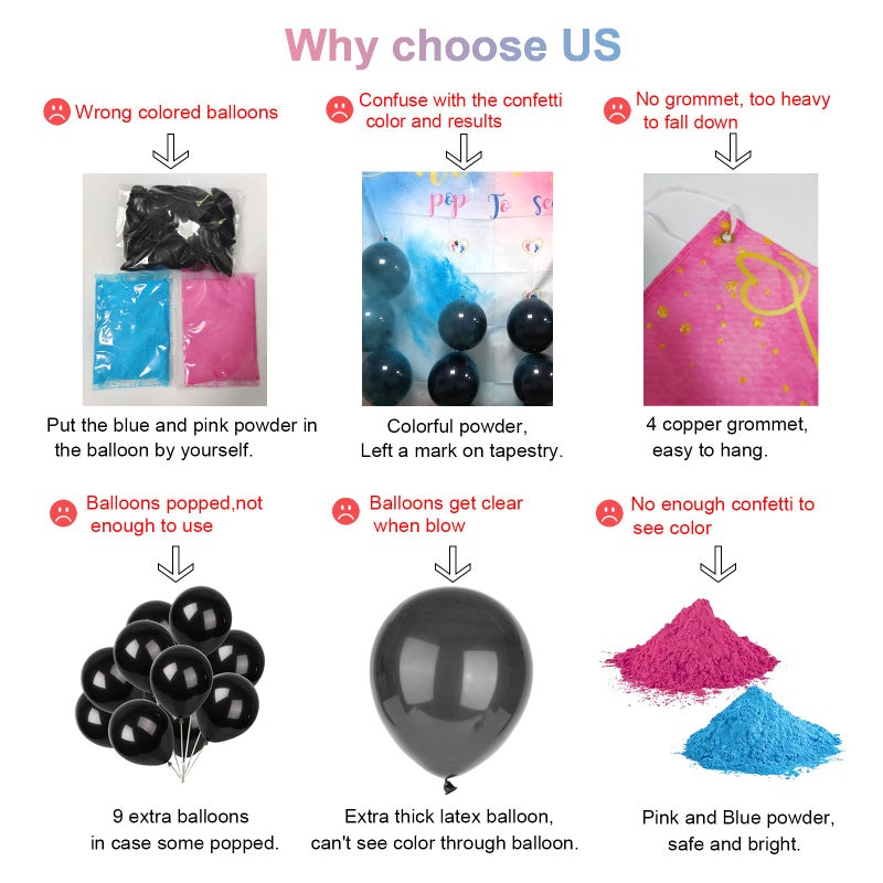 hongpar Baby Gender Reveal Dart Board Game, Reveal Balloon for Girl or Boy, Pink and Blue Powder for He or She Party, Gender Reveal Party decoration kit - Image 4