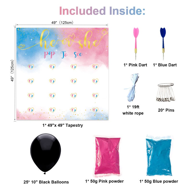 hongpar Baby Gender Reveal Dart Board Game, Reveal Balloon for Girl or Boy, Pink and Blue Powder for He or She Party, Gender Reveal Party decoration kit - Image 5