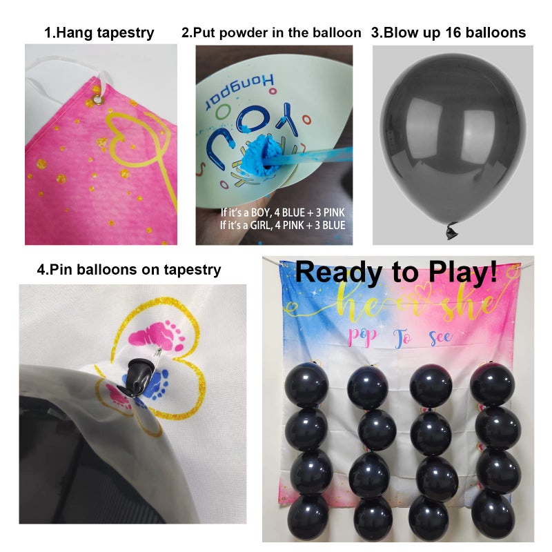 hongpar Baby Gender Reveal Dart Board Game, Reveal Balloon for Girl or Boy, Pink and Blue Powder for He or She Party, Gender Reveal Party decoration kit - Image 3