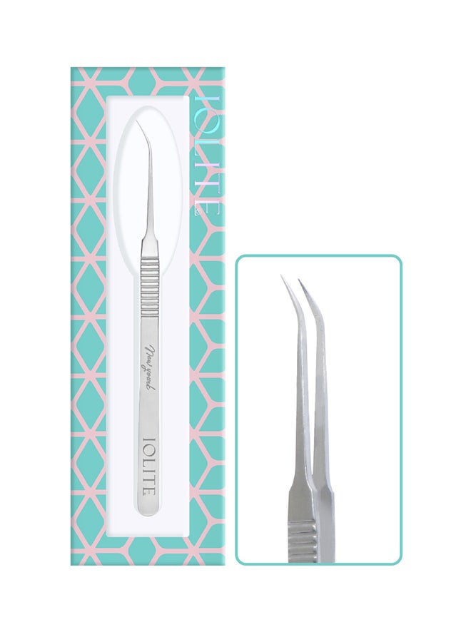 IOLITE Durable Anti Static Eyelash Picking Tool Tweezers For Eyelash Grafting High Density Curved For Home Makeup Artist Straight Curved - Image 2