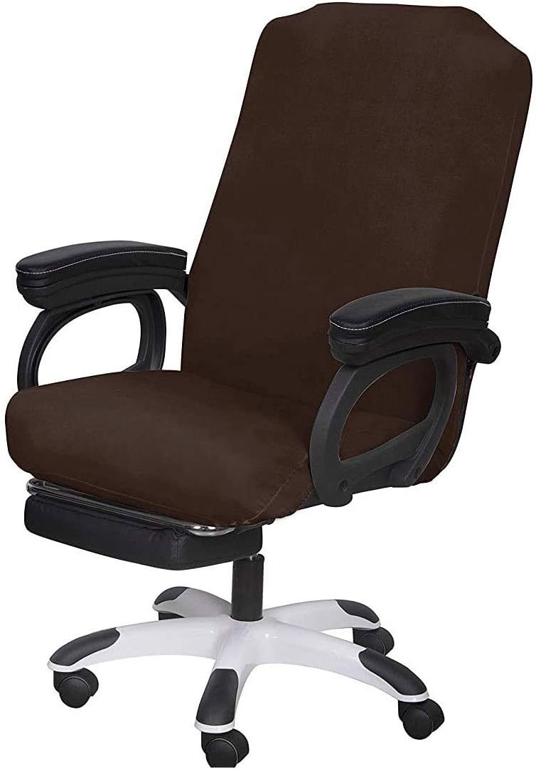 SARAFLORA Office Chair Cover - Large, Brown, Removable With Zipper for Universal Rotating Desk Chair - High Back Seat Washable Protector for Pets - Image 1