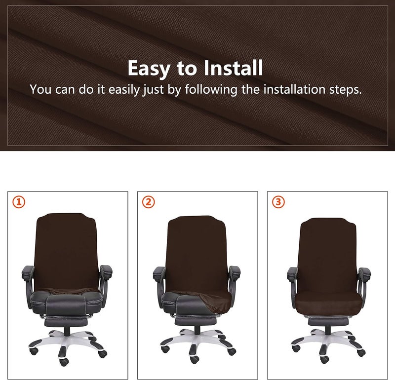 SARAFLORA Office Chair Cover - Large, Brown, Removable With Zipper for Universal Rotating Desk Chair - High Back Seat Washable Protector for Pets - Image 5