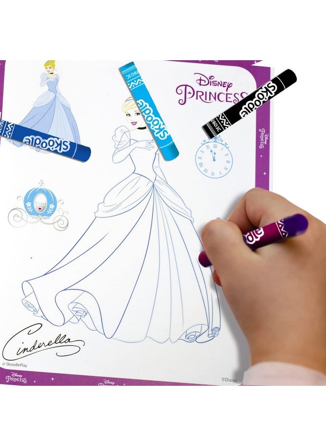 SKOODLE - Skoodle Disney Princess Colouring Frames for Kids - DIY, Fun Filled Colouring/Painting Sheets, Specially Crafted to Enhance Play & Colouring Experience (6 Sheets + 12 Color Sticks + 6 Strings) - Image 1